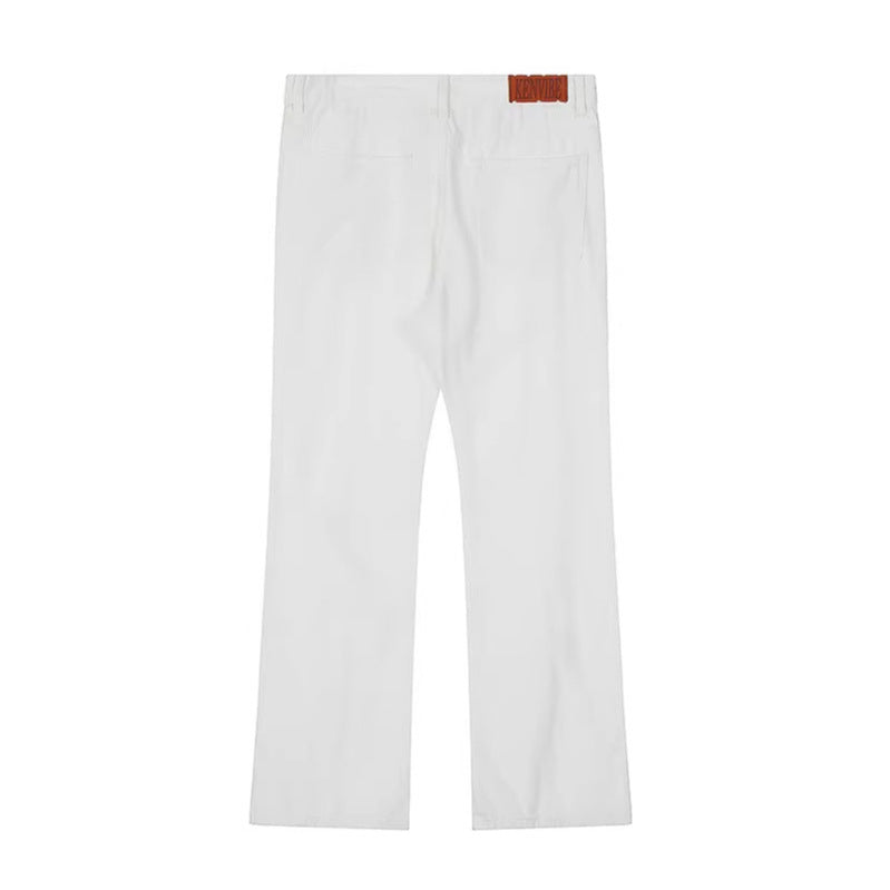 Cool Zipper Flared Denim Pants Casual Loose Slim Fit Trousers